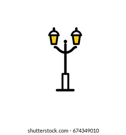 Outline streetlight icon. Isolated parks design element vector illustration on white background in lineart new moderm style.