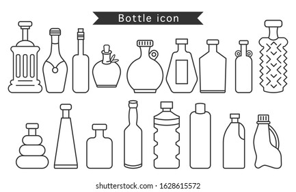 Outline stroke Bottle icon set. flat design adorable concept. thin line. vector,llustration.