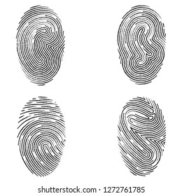 Outline stroke fingerprint flat vector icon. Identification of person.