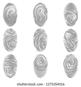 Outline stroke fingerprint flat vector icon. Identification of person.