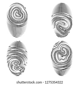 Outline stroke fingerprint flat vector icon. Identification of person.