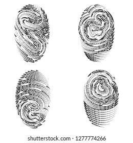Outline stroke fingerprint flat vector icon. Identification of person.