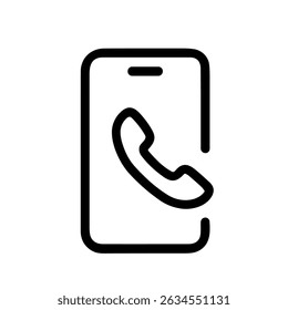 Outline Stroke Mobile Phone Call Icon with Handset and Screen