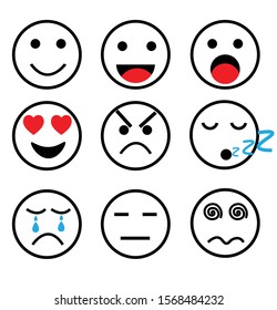 outline stroke set emotion face icon. vector illustration in flat design. 