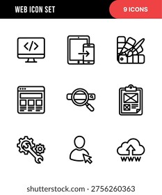 Outline Stroke Web Development and Design Icon Set Collection