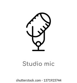 outline studio mic vector icon. isolated black simple line element illustration from cinema concept. editable vector stroke studio mic icon on white background