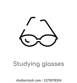 outline studying glasses vector icon. isolated black simple line element illustration from education concept. editable vector stroke studying glasses icon on white background