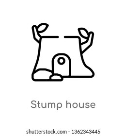outline stump house vector icon. isolated black simple line element illustration from nature concept. editable vector stroke stump house icon on white background