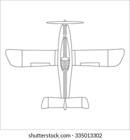 Outline style airplane on white background. Vector.