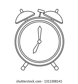 Outline style alarm clock. Table clock line design. Vector illustration isolated on white background.