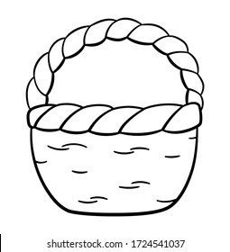 Outline style basket isolated illustration. White background, vector.