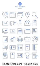 Outline style business icons set.