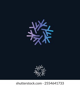 Outline style colorful circle Coral logo design. Vector illustration