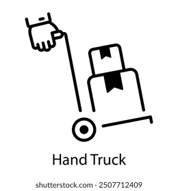 An outline style con of hand truck 