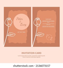 Diseño de estilo de esquema Flor Hoja de casamiento Marco Tarjeta de invitación de bienvenida