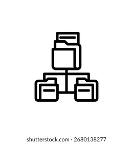 Das Ordnersymbol für die Gliederungsformatvorlage zeigt ein strukturiertes Dateisystem auf weißem Hintergrund, das sich zur Illustration von Datenmanagement- und Technologiekonzepten eignet.