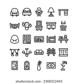 Outline Style Furniture Icon Set 