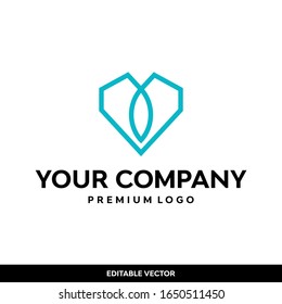 outline style heart shape logo unique and memorable