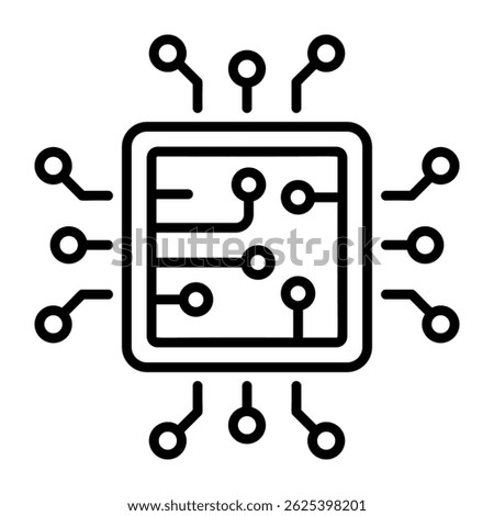 An outline style icon of ai chip