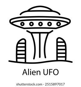 An outline style icon of alien ufo 