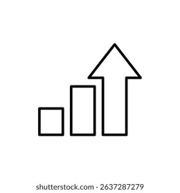 Outline Style Icon of Bar Graph Turning Into Arrow Vector Representing Success Analytics and Financial Growth