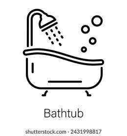 An outline style icon of bathtub 