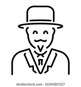 An outline style icon of bowler hat