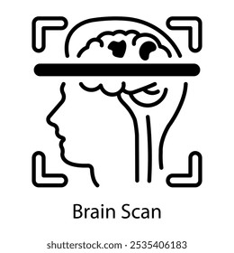 Un icono de estilo de contorno de escaneo cerebral 