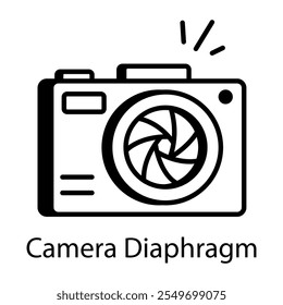 An outline style icon of camera diaphragm 