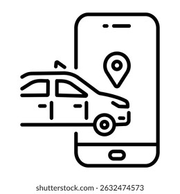 Um ícone de estilo de estrutura de tópicos do rastreamento de carro