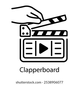 An outline style icon of clapperboard 