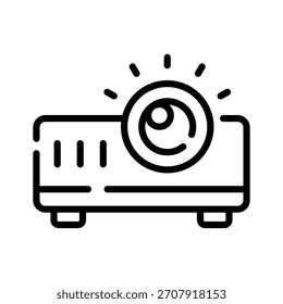 Un icono de estilo de contorno del proyector del aula
