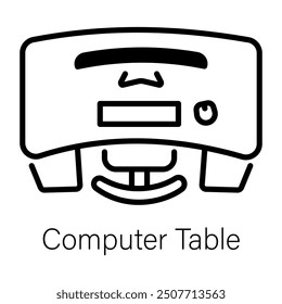 An outline style icon of computer table 