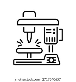 Un icono de estilo de contorno de la máquina de corte láser