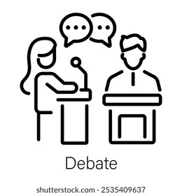 An outline style icon of debate 