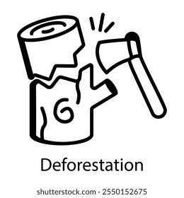 An outline style icon of deforestation 