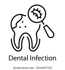 Um ícone de estilo de contorno da infecção dentária 