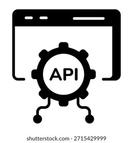Un icono de estilo de contorno que representa la API