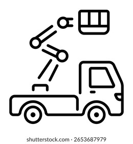 Um ícone de estilo de estrutura de tópicos representando um boom lift