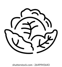 An outline style icon depicting cabbage