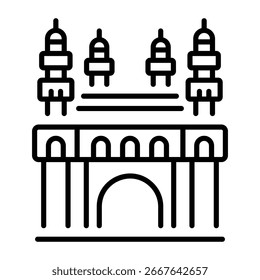 Um ícone de estilo de estrutura de tópicos representando o charminar hyderabad