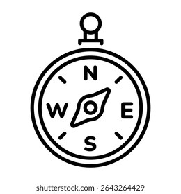 An outline style icon depicting compass