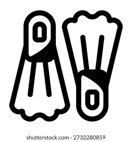 An outline style icon depicting diving flippers