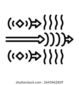 Um ícone de estilo de estrutura de tópicos representando o efeito doppler