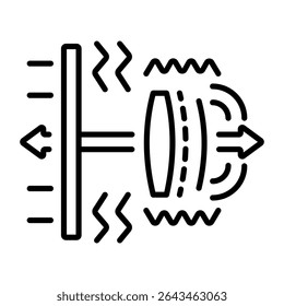 Um ícone de estilo de estrutura de tópicos representando o deslocamento do doppler