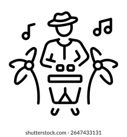 Um ícone de estilo de estrutura de tópicos representando o baterista
