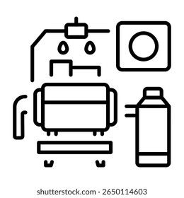 An outline style icon depicting dyeing machine