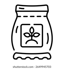Um ícone de estilo de estrutura de tópicos representando o saco de fertilizante