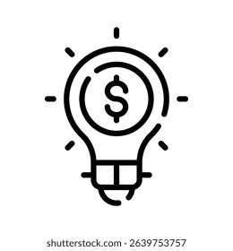 A outline style icon depicting financial idea bulb