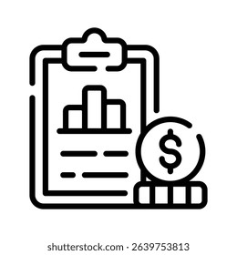 A outline style icon depicting financial report summary